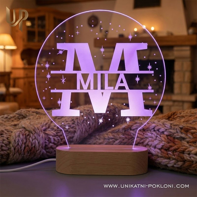 Personalizirana LED Lampa s Imenom – Unikatni Poklon s Inicijalima