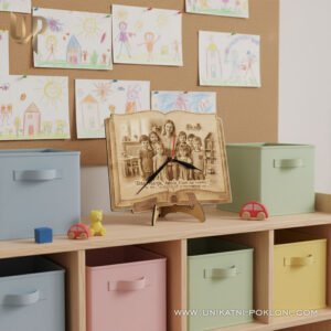 Poklon za tete u vrtiću - Personalizirani drveni sat sa slikom i tekstom 18 oproštaj od vrtića