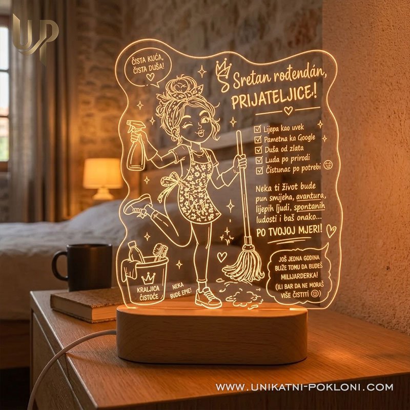 Poklon za Čistačicu – Personalizirana LED Lampa za Spremačicu