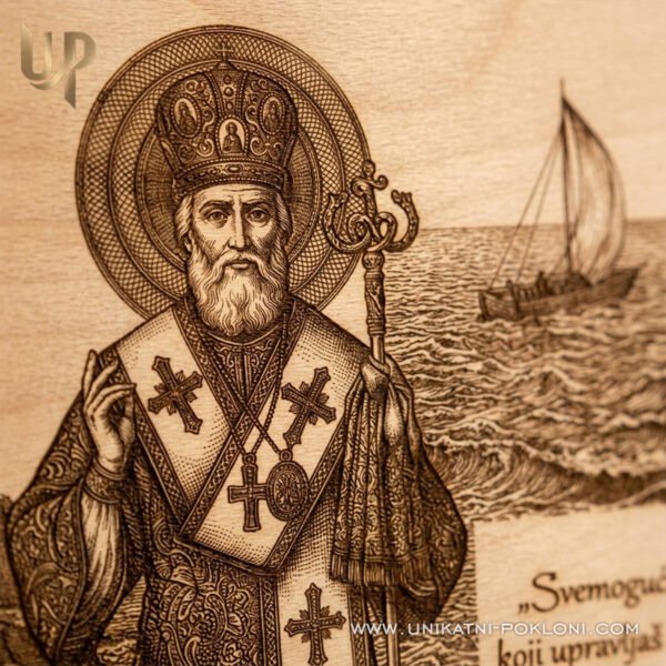 Poklon za pomorce – Portret Svetog Nikole s molitvom ili tekstom po želji 2 Portret Svetog Nikole - Portret Svetog Nikole s Molitvom koji Čuva i Štiti na Svakom Moru