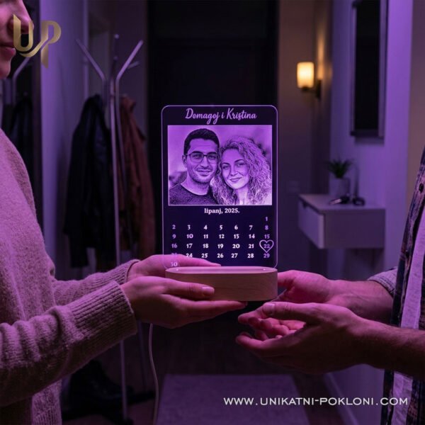 Sretna godišnjica - personalizirana LED lampa s fotografijom, imenima i kalendarom 1 najbolji poklon za godišnjicu -originalni poklon za godišnjice