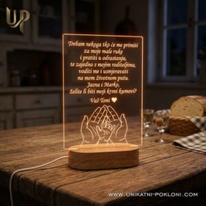 Poklon za kumove - Personalizirana LED lampa s posvetom 14 najbolji poklon za kumove
