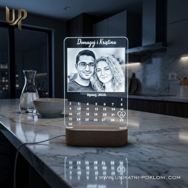 Sretna godišnjica - personalizirana LED lampa s fotografijom, imenima i kalendarom 6 personalizirani poklon za godišnjicu - Najbolji poklon za godišnjice