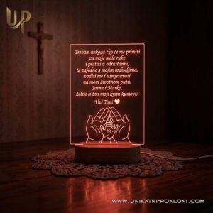 Poklon za kumove - Personalizirana LED lampa s posvetom 13 poklon za kumu i kuma
