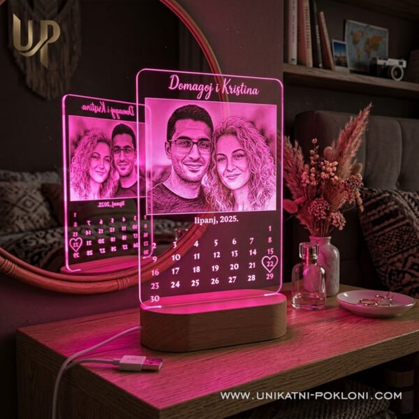 Sretna godišnjica - personalizirana LED lampa s fotografijom, imenima i kalendarom 5 pokloni za godišnjice - Najbolji poklon za godišnjice