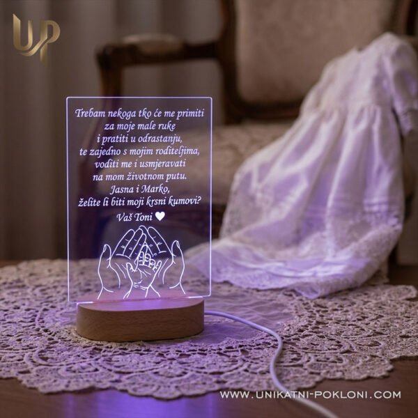 Poklon za kumove - Personalizirana LED lampa s posvetom 6 što pokloniti kumovima
