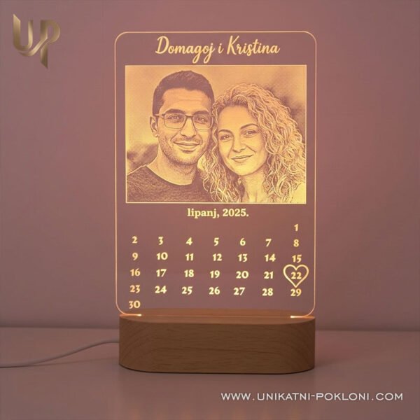 Sretna godišnjica - personalizirana LED lampa s fotografijom, imenima i kalendarom 2 super poklon za godišnjicu - Najbolji poklon za godišnjice
