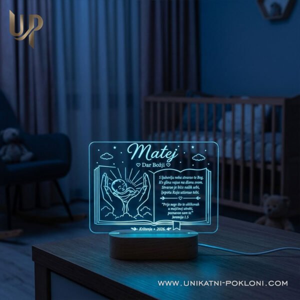Personalizirani poklon za krštenje - Personalizirana LED lampa s posvetom 3 Originalan poklon za krštenje - personalizirani pokloni za krštenje