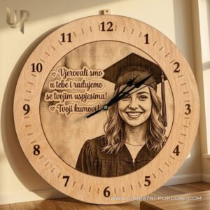 Personalizirani poklon za diplomu - drveni sat sa slikom i posvetom 19 Personalizirani drveni sat za završetak studija s fotografijom i tekstom
