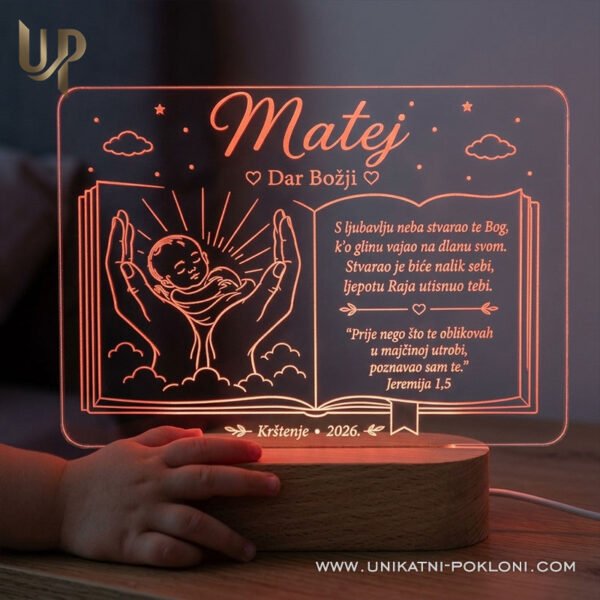 Personalizirani poklon za krštenje - Personalizirana LED lampa s posvetom 2 Personalizirani pokloni za krštenje