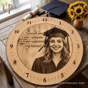 Personalizirani poklon za diplomu - drveni sat sa slikom i posvetom 18 Poklon za diplomu - personalizirani drveni sat sa slikom i posvetom po želji
