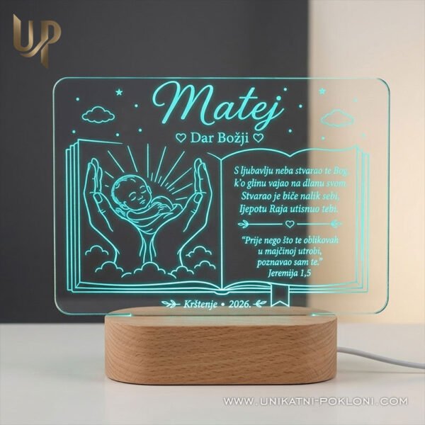 Personalizirani poklon za krštenje - Personalizirana LED lampa s posvetom 1 Što pokloniti za krštenje