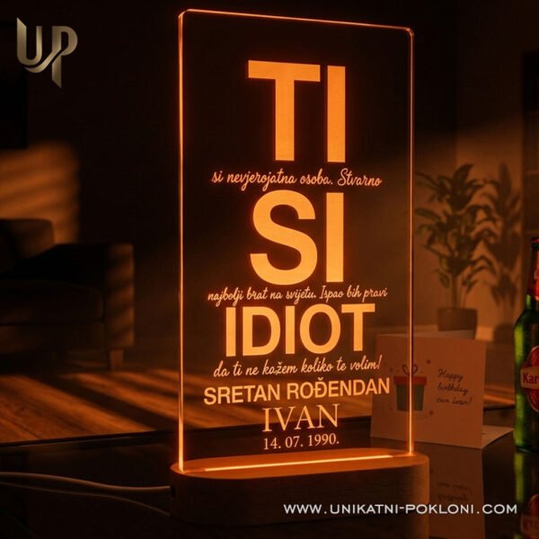Poklon za rođendan - Personalizirana LED lampa 1 Šaljivi personalizirani pokloni za rođendan - Personalizirana LED lampa