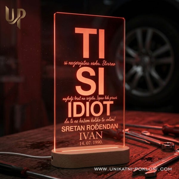 Poklon za rođendan - Personalizirana LED lampa 2 Šaljivi personalizirani pokloni za rođendan - Personalizirana LED lampa