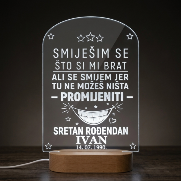 Pokloni bratu za rođendan - Personalizirana LED lampa 2 najbolji poklon za brata za rođendan