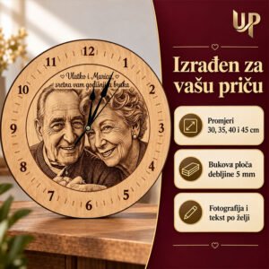 Personalizirani poklon za godišnjicu - drveni sat sa slikom i tekstom po želji - Unikatni pokloni Personalizirani poklon za godišnjicu - drveni sat sa slikom i tekstom po želji - Slika 6