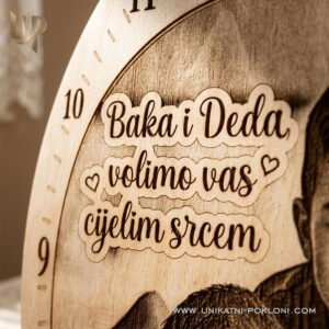 Poklon za baku i djeda - personalizirani drveni sat sa slikom i posvetom 20 Baka i deda super poklon od unuka