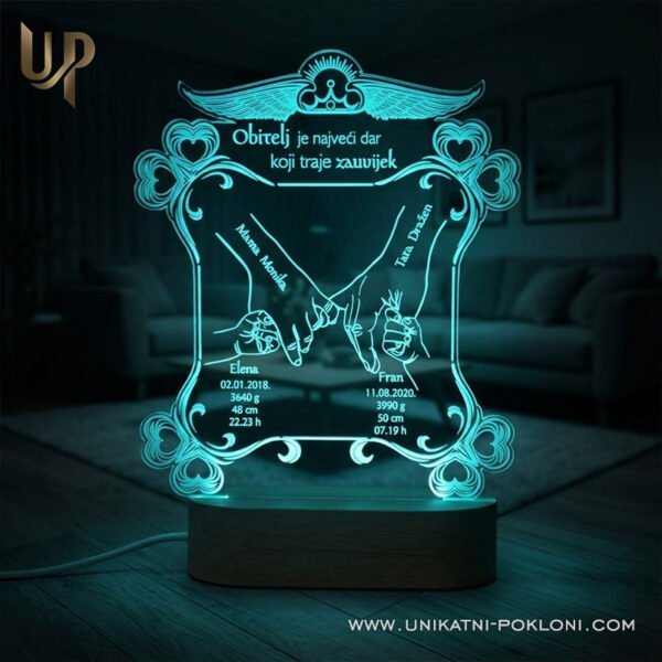 Dar za obitelj - personalizirana LED ambijentalna lampa - Unikatni pokloni Dar za obitelj - unikatni pokloni za obitelj
