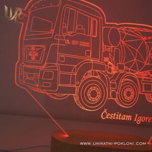 Poklon za vozača beton miksera - personalizirana LED ambijentalna lampa - Unikatni pokloni Poklon za građevinara