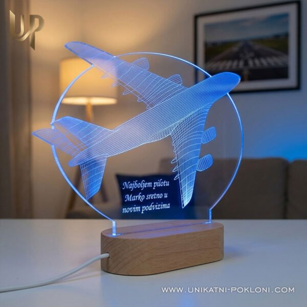 Poklon za ljubitelje putovanja - personalizirana LED ambijentalna lampa - Unikatni pokloni Poklon za ljubitelje aviona