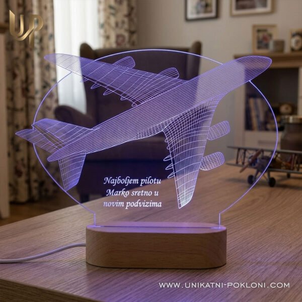 Poklon za ljubitelje putovanja - personalizirana LED ambijentalna lampa - Unikatni pokloni Poklon za ljubitelje putovanja i aviona