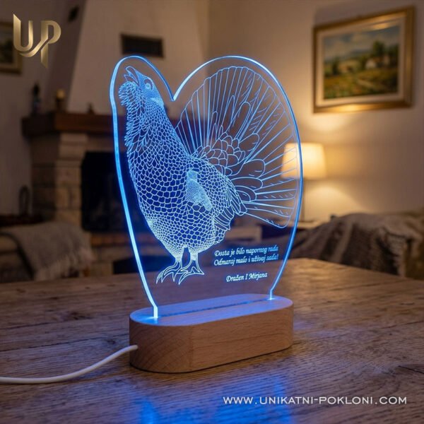 Poklon za lovca - personalizirana LED lampa Tetrijeb gluhan - Unikatni pokloni Poklon za lovca - personalizirani pokloni za lovca