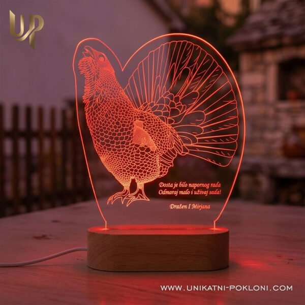 Poklon za lovca - personalizirana LED lampa Tetrijeb gluhan - Unikatni pokloni Poklon za lovca - personalizirani pokloni za lovce
