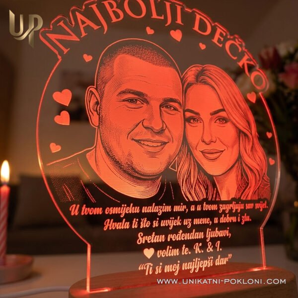 Poklon za najboljeg dečka - personalizirana LED ambijentalna lampa - Unikatni pokloni Poklon za najboljeg dečka - personalizirani pokloni za dan zaljubljenih