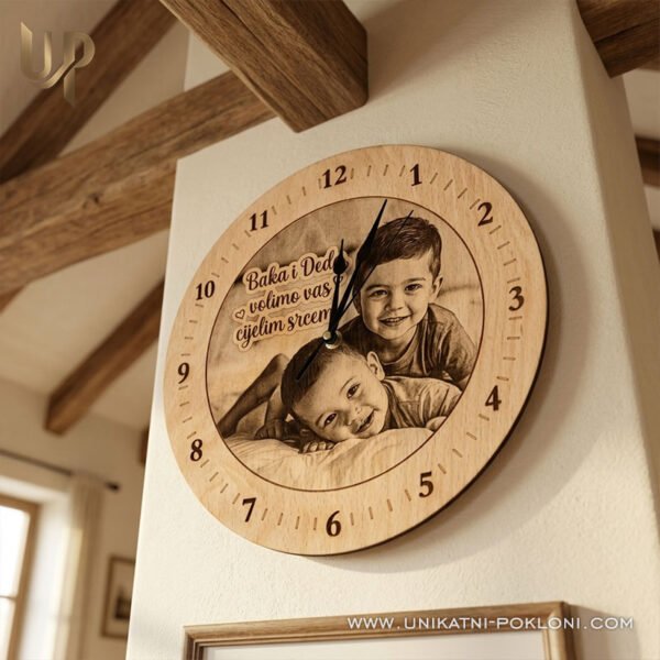 Poklon za baku i djeda - personalizirani drveni sat sa slikom i posvetom 4 Poklon za nonu i nonića - personalizirani pokloni za godišnjice