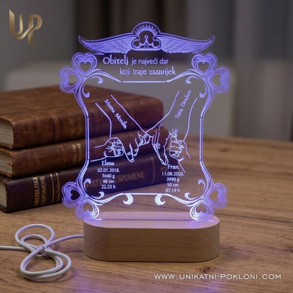 Dar za obitelj - personalizirana LED ambijentalna lampa - Unikatni pokloni Poklon za obitelj - personalizirani pokloni za obitelj