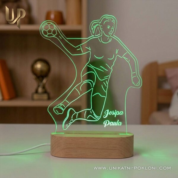 Poklon za rukometašicu - personalizirana LED ambijentalna lampa - Unikatni pokloni Poklon za rukometašice - personalizirani pokloni za rukomet