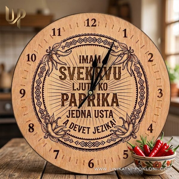 Poklon za svekrvu - Drveni sat s duhovitom posvetom - Unikatni pokloni Poklon za svekrve - personalizirani pokloni za svekrvu