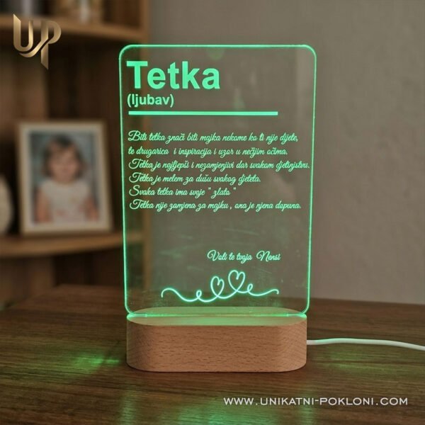 Poklon za tetku - personalizirana LED ambijentalna lampa - Unikatni pokloni Poklon za tetke i tete - personalizirani pokloni za najmilije