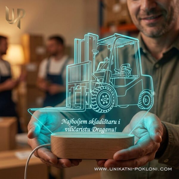 Poklon za vozača viličara - personalizirana LED ambijentalna lampa - Unikatni pokloni Poklon za vozača viličara i skladištara - personalizirani pokloni