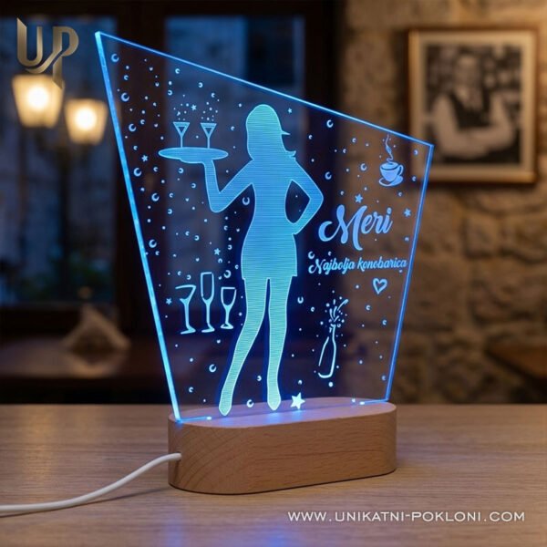 Poklon za konobara i konobaricu - personalizirana LED ambijentalna lampa - Unikatni pokloni Pokloni za konobarice - personalizirani pokloni za najmilije