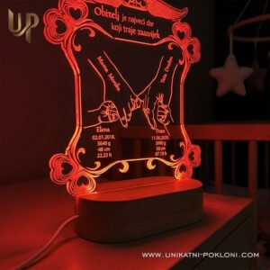 Dar za obitelj - personalizirana LED ambijentalna lampa - Unikatni pokloni Pokloni za rođenje djeteta - personalizirani pokloni za obitelj