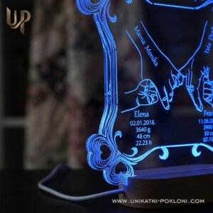 Dar za obitelj - personalizirana LED ambijentalna lampa - Unikatni pokloni Pokloni za rođenje djeteta - unikatni pokloni za obitelj