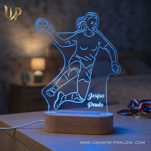 Poklon za rukometašicu - personalizirana LED ambijentalna lampa - Unikatni pokloni Pokloni za rukometašice - personalizirani pokloni za rukomet