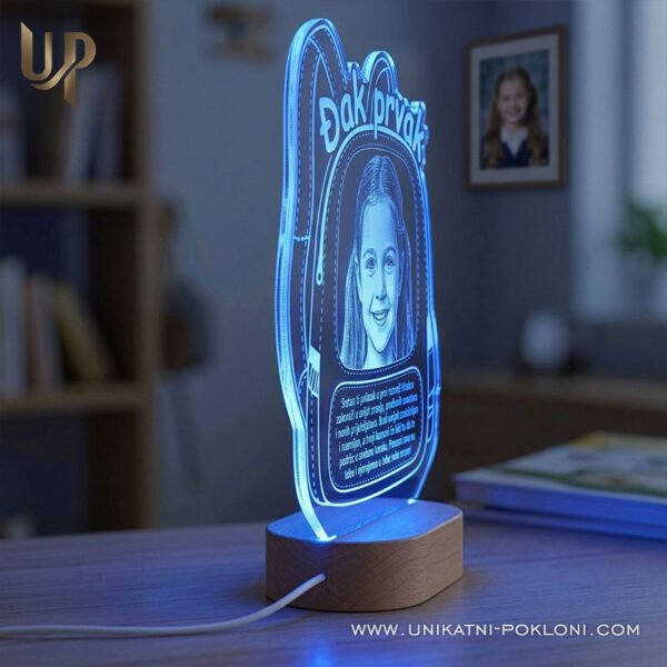 Uspomena na prvi dan škole - personalizirana LED lampa - Unikatni pokloni Super poklon za đake