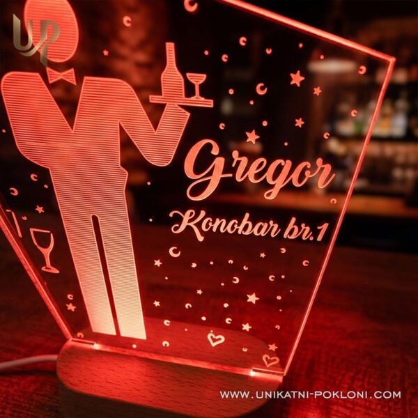 Poklon za konobara i konobaricu - personalizirana LED ambijentalna lampa - Unikatni pokloni Super poklon za konobara