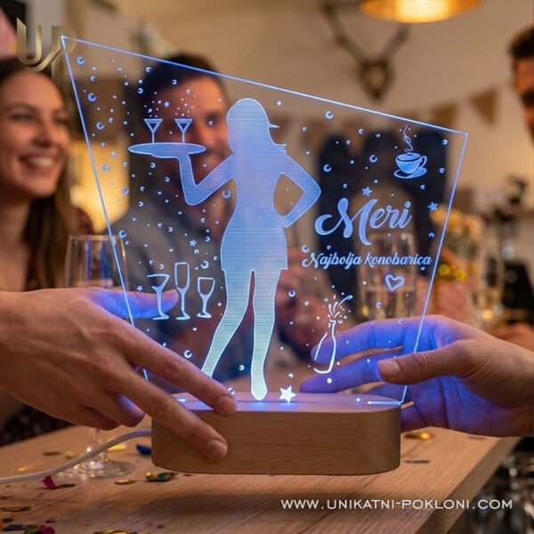 Poklon za konobara i konobaricu - personalizirana LED ambijentalna lampa - Unikatni pokloni Super poklon za konobaricu
