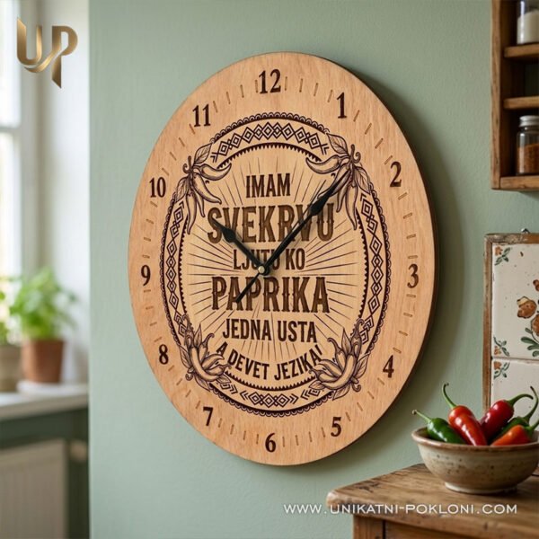 Poklon za svekrvu - Drveni sat s duhovitom posvetom - Unikatni pokloni Super poklon za svekrvu - personalizirani pokloni za svekrvu