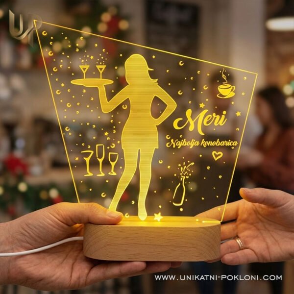 Poklon za konobara i konobaricu - personalizirana LED ambijentalna lampa - Unikatni pokloni Unikatni pokloni za konobarice - personalizirani pokloni za najmilije