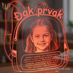 Uspomena na prvi dan škole - personalizirana LED lampa - Unikatni pokloni Uspomena na prvi dan škole - personalizirani poklon za prvašića