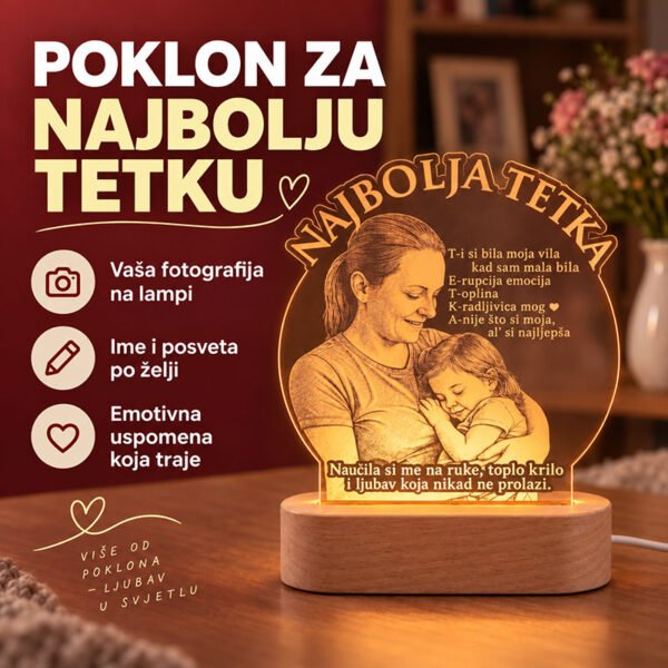 Poklon za tetku i tetu - personalizirana LED ambijentalna lampa - personalizirani poklon