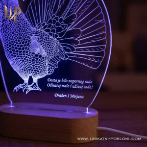Poklon za lovca - personalizirana LED lampa Tetrijeb gluhan - Unikatni pokloni lovački poklon tetrijeb gluhan