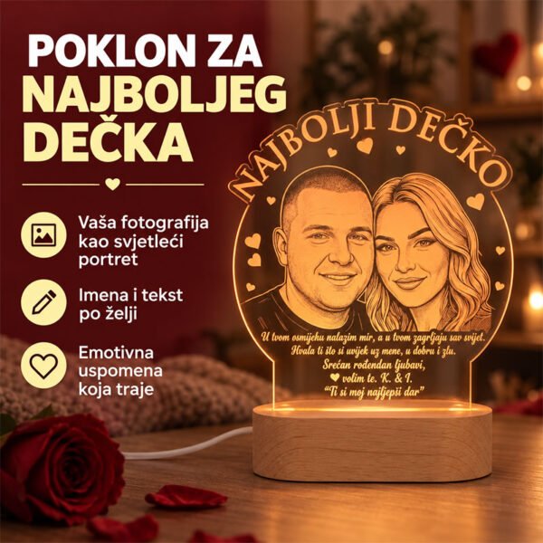 Poklon za najboljeg dečka - personalizirana LED ambijentalna lampa - Unikatni pokloni Poklon za najboljeg dečka - personalizirana LED ambijentalna lampa - personalizirani poklon