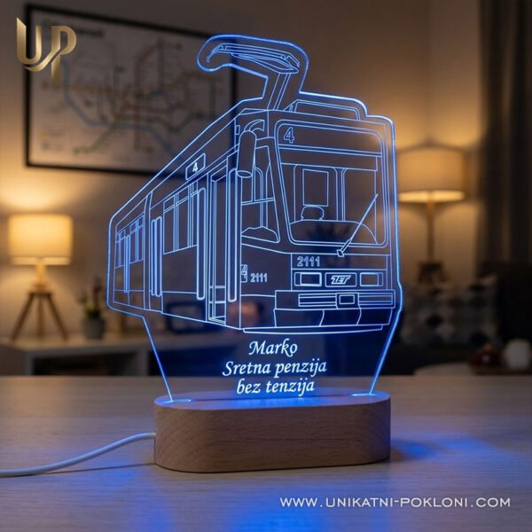Tramvaj pokloni - personalizirana LED ambijentalna lampa - Unikatni pokloni personalizirani poklon za vozača tramvaja