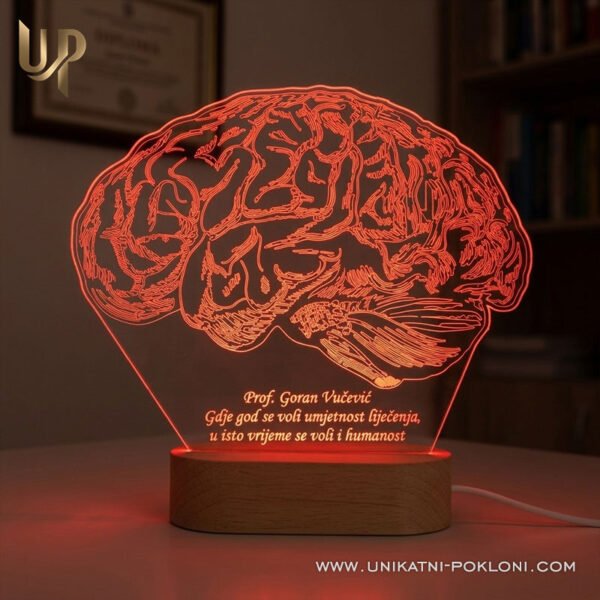 Poklon za neurokirurga - personalizirana LED lampa s mozgom - Unikatni pokloni poklon medicinskom osoblju neurokirurgije