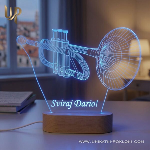 Poklon za trubača - personalizirana LED ambijentalna lampa - Unikatni pokloni poklon za jazz glazbenika